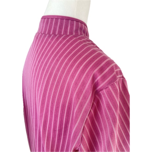 Vintage St Michael (Marks & Spencer) 80s Pink Striped Blouse; Sz UK 14, US Sm - Picture 5 of 7